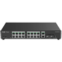 Reyee Administrerbar Cloud PoE Switch - 16 PoE 802.3af/at + 2 SFP + 2 uplink RJ45 - 18 RJ45 10/100/1000Mbps + 2 10/100/1000 SFP - 30W per port 802.3af/at / Maksimum 250W - VLAN/Port Isolation/Loop Detection - Port Speed Limit