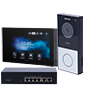 Linux overflade video dørtelefon kit - IP & WiFi | Panel og monitor - Krystalklart tovejs-audio - MF, NFC og BLE læser | Standard PoE - 1 relæudgang - Forbindelse via Cloud