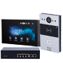 Linux påbygnings video dørtelefon kit - IP | Panel og monitor - Krystalklart tovejs lyd - EM/MF og NFC læser | Standard PoE - 2 relæudgange : Hærværkssikret - Tilslutning via Cloud