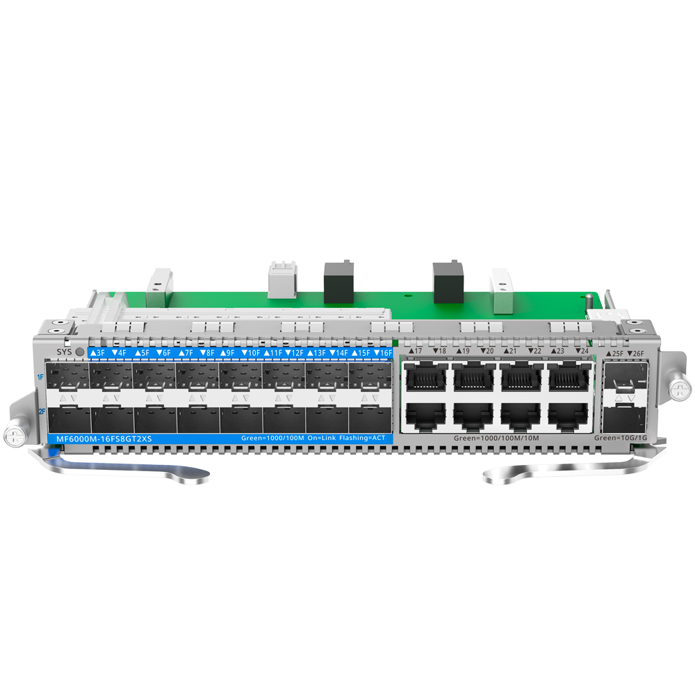 Reyee E-Lighten Line Card - Interface Kort til Modulær Switch - Kompatibel med RG-NBF6002M - 16 E-Lighten SFP Porte (PON/Ethernet) - 8 RJ45 Gigabit Porte + 2 SFP+ 10 Gbps porte - Størrelse 1 Slot
