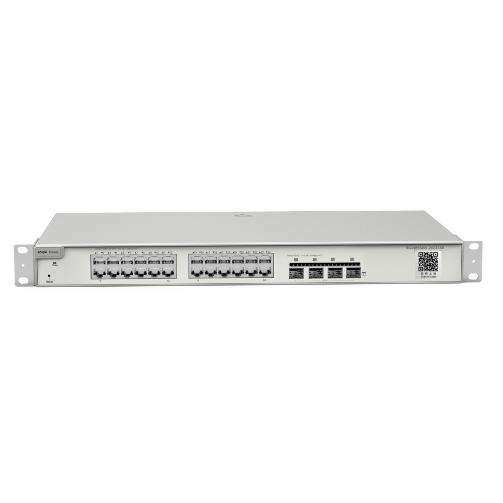 Reyee Switch Cloud Layer 3 - 24 RJ45 Gigabit porte - 4 SFP+ 10 Gbps porte - Static LAG/DHCP Snoop/IGMP Snoop/Port Mirror - VLAN/Port Isolation/STP/RSTP/ACL/QoS/802.1X - DHCP server/Static routes/RIP/OSPF/SNMP