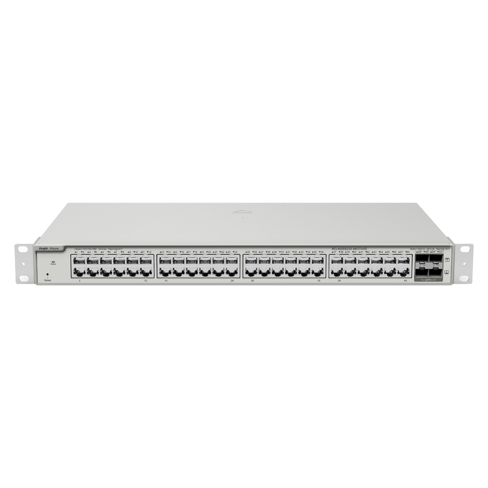 Reyee Switch Cloud Layer 3 - 48 RJ45 Gigabit porte - 4 SFP+ 10 Gbps porte - Static LAG/DHCP Snoop/IGMP Snoop/Port Mirror - VLAN/Port Isolation/STP/RSTP/ACL/QoS/802.1X - DHCP server/Static routes/RIP/OSPF/SNMP