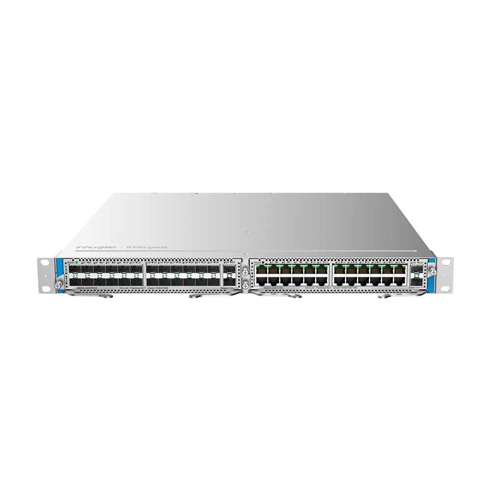 L3 Reyee Modulær Chassis Switch - 2 udvidelsesslots (samlet størrelse 1U) - Op til 48 GE / 48 GE SFP / 4 SFP+ porte - Static LAG/DHCP Snoop/IGMP Snoop/Port Mirror - VLAN/Port Isolation/STP/RSTP/ACL/QoS/802.1X - DHCP server/Static routes/RIP/OSPF/SNMP