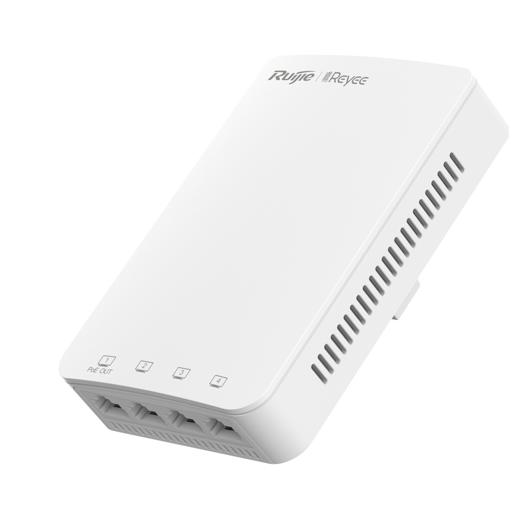 Reyee - Wi-Fi Rundstrålende Væg AP 5 - Frekvens 2,4 og 5 GHz - Transmissionshastighed op til 1267 Mbps - Gigabit switch 4 integrerede porte - Installation i mekanismdåser