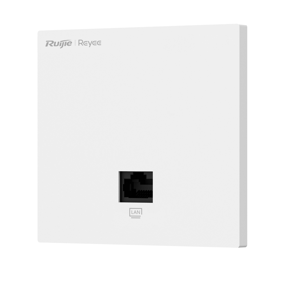 Reyee - Wi-Fi Rundstrålende Væg AP 5 - Understøtter 802.11 b/g/n/ac Wave 1 og 2 2,4GHz og 5GHz - Transmissionshastighed op til 1267 Mbps - 2x RJ45 Gigabit porte - Installation i mekanismdåser