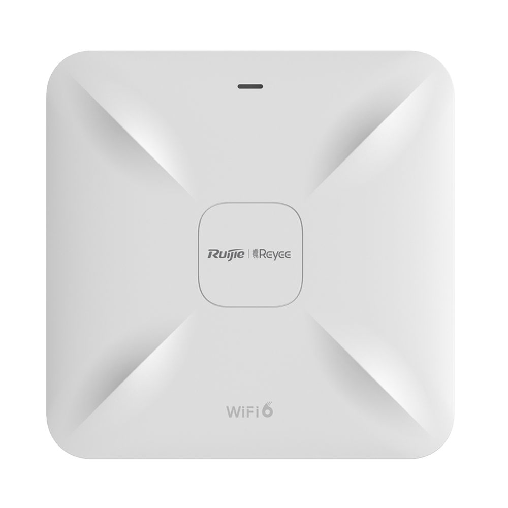 Reyee - Wi-Fi Omnidirektionel AP 6 High Density - Frekvens 2,4 og 5 GHz - Understøtter 802.11a/b/g/n/ac/ax - Transmissionshastighed op til 3200 Mbps - MIMO antenner 4x4:4 i 2,4GHz, 4x4:4 i 5GHz