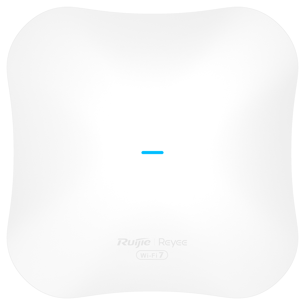 Reyee - Wi-Fi Omnidirektional AP 7 Dual Radio - 2.4, 5 Frekvenser - Understøtter 802.11a/b/g/n/ac/ax/be - Transmissionshastighed op til 5040 Mbps - MIMO antenner 2x2 på 2.4 GHz, 3x3 på 5 GHz