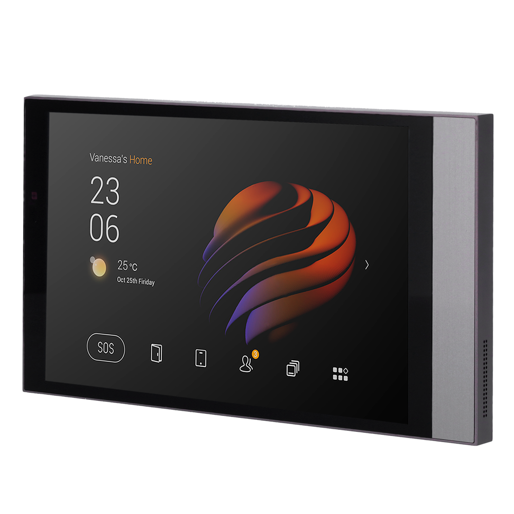 Android 10.0 monitor til hjemmeautomatisering - TFT display på 8" | Tredjepartsapplikationer - Tovejs audio | Video intercom monitor - TCP/IP, WiFi, Bluetooth, ZigBee, SIP - Miljøsensorer 2 relæer - Forbindelse via Cloud
