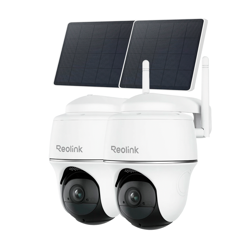 Reolink WiFi Batterikamera (2 Pak) - 3MP (2304 x 1296) - Solpanel 3W - PIR Detektion Mennesker / Køretøjer - Tovejs Audio / MicroSD Slot - Egnet til udendørs