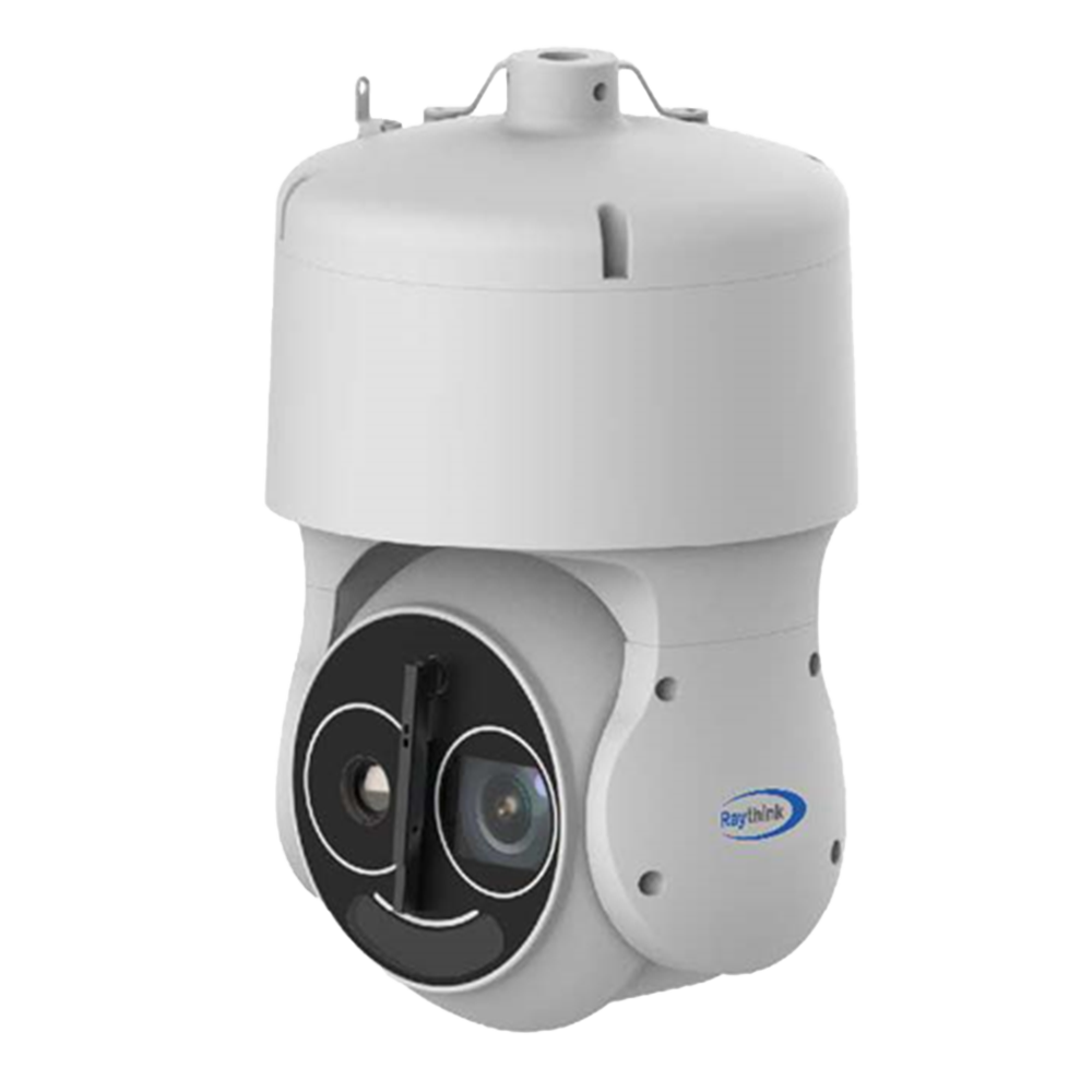 Raythink speed dome bi-spektrum PD4 serie - Termisk sensor 640x512 VOx ukølet 12μm - Termisk følsomhed ≤40mK (@25°C,F#1.0,25Hz) - Synlig sensor 1/1.8" 4Mpx CMOS - Termisk Linse 50mm - Synlig linse 6.5~240mm (zoom 37X)
