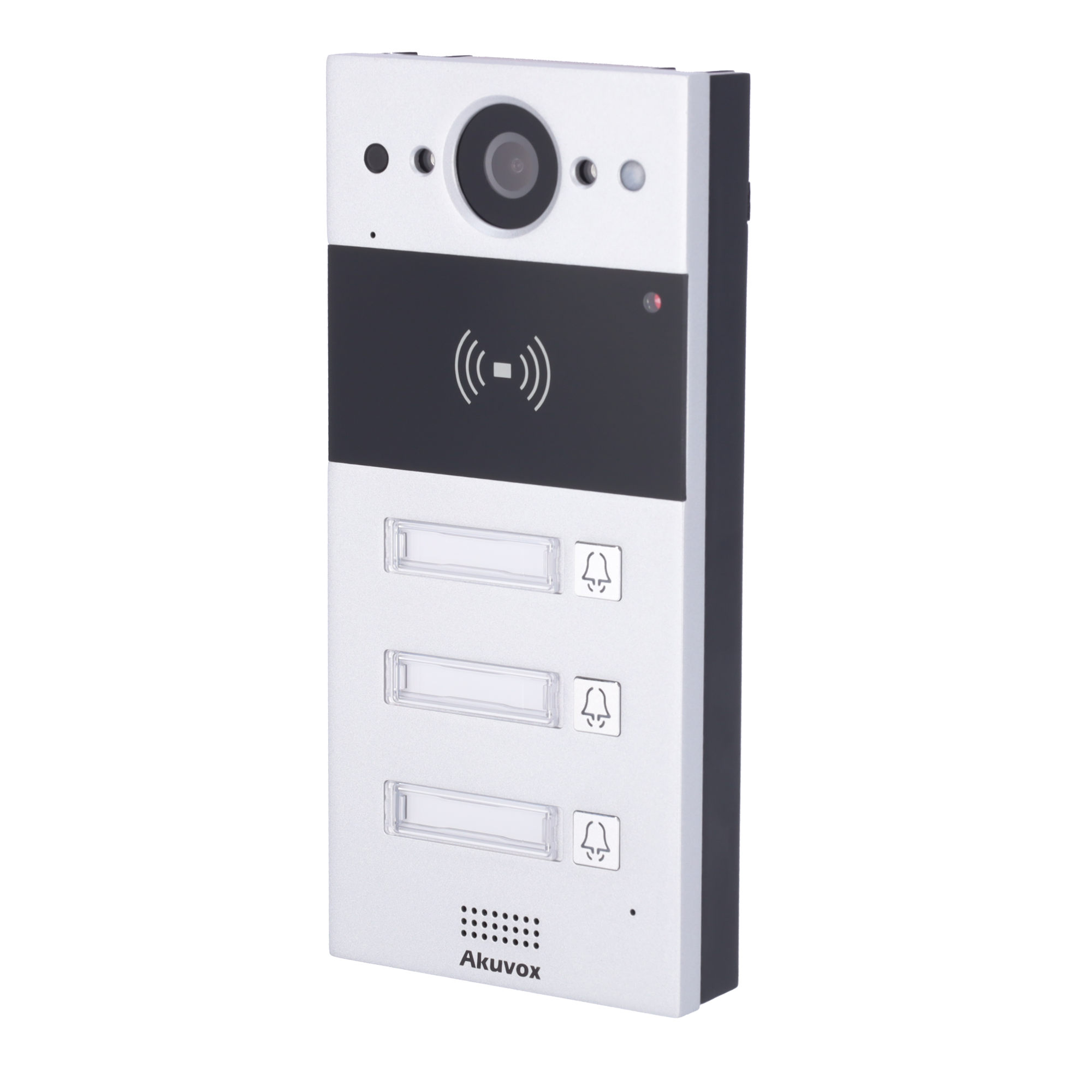 Påbygget IP Video Dørstasjon - 2 MP Kamera | Tovejs lyd - Åbning med EM/MF og NFC kort og 2 relæer - 3 lejligheder | PoE, standard SIP - Cloud Vedligeholdelse - Tilkobling via Cloud | Output 12V