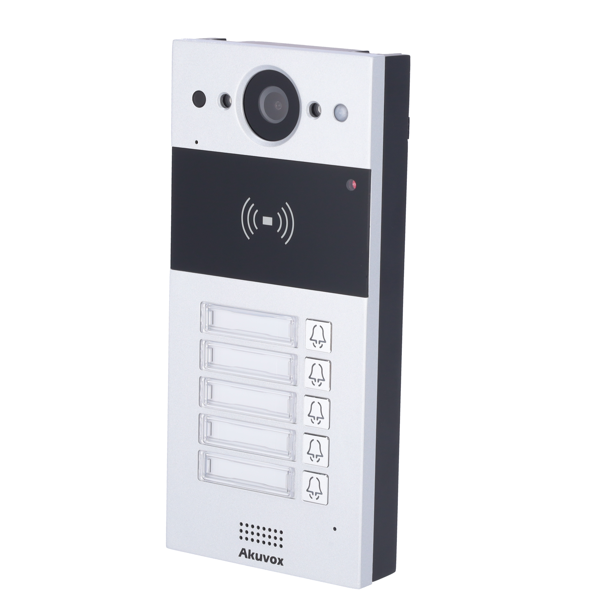 Påbygget IP Video Dørstasjon - 2 MP Kamera | Tovejs lyd - Åbning med EM/MF kort og NFC | 2 relæer - 5 lejligheder | PoE, standard SIP - Cloud Vedligeholdelse - Tilkobling via Cloud | Output 12V