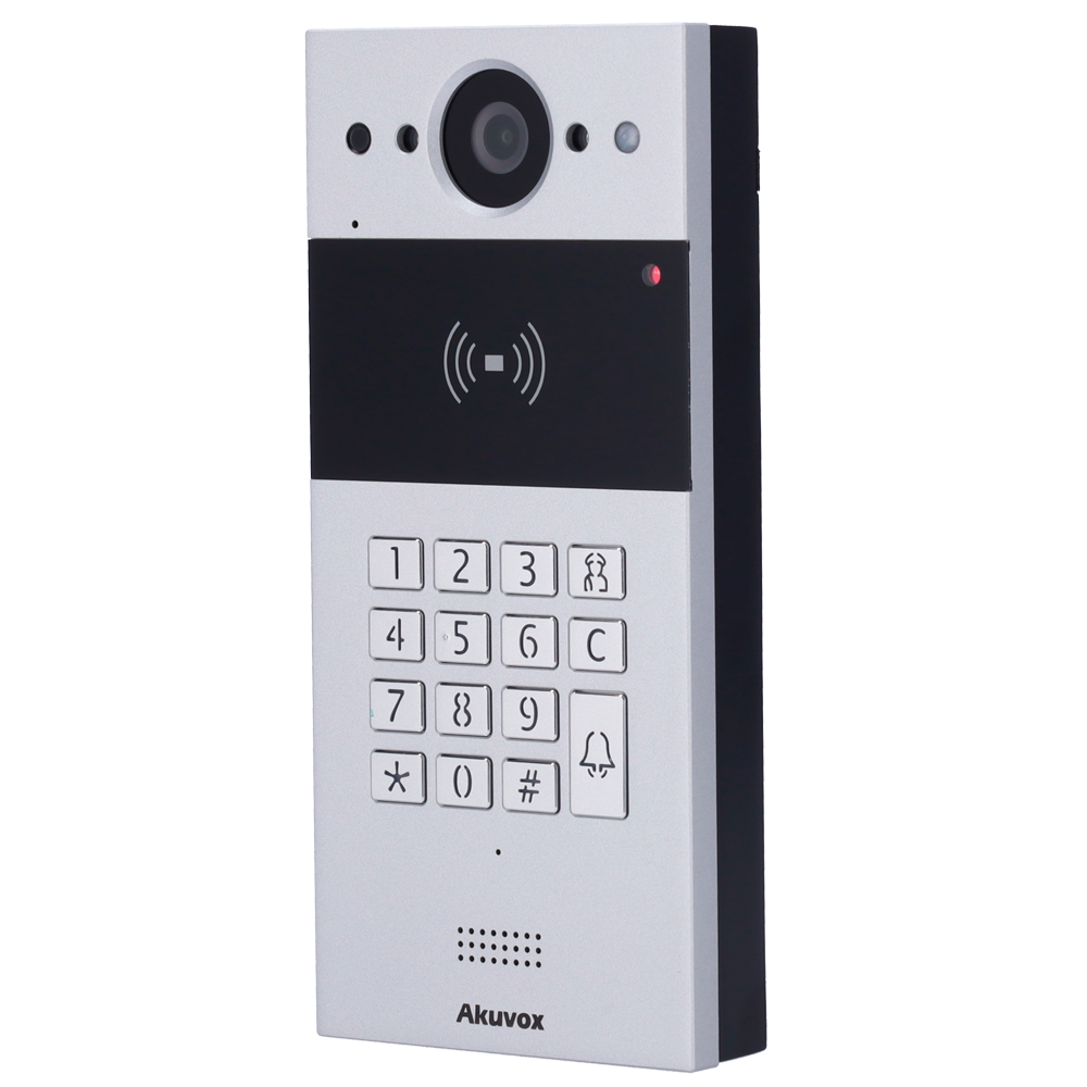 Påbygget IP Video Dørstasjon - 2 MP Kamera | Tovejs lyd - Åbning med EM/MF kort, NFC og PIN | 2 relæer - Midlertidige koder | PoE, SIP standard - Cloud Vedligeholdelse - Tilkobling via Cloud | Output 12V