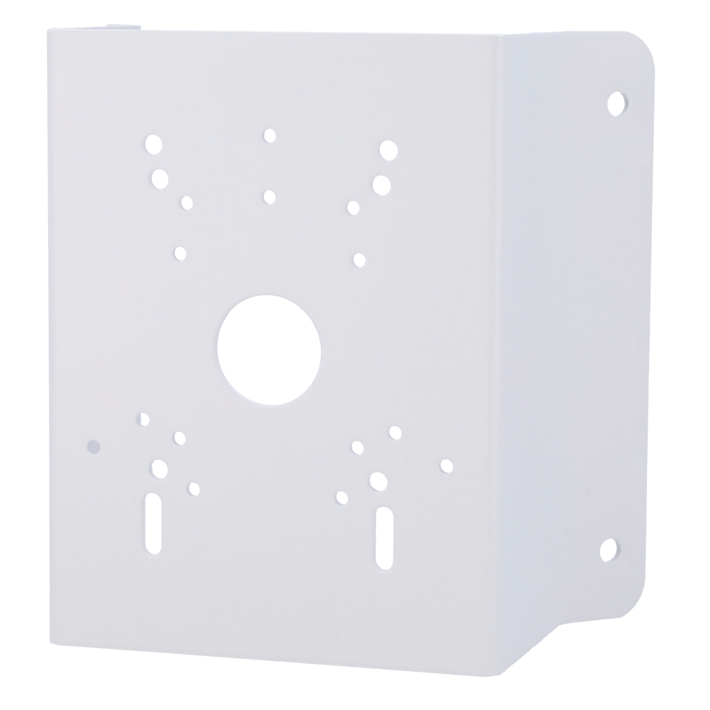 Safire Smart hjørnebeslag - Til bullet eller dome kameraer - Lavet af SPCC koldvalset stål - Hvid farve - Kabelføring - 215 (H) x 215 (B) x 121.4 (D) mm