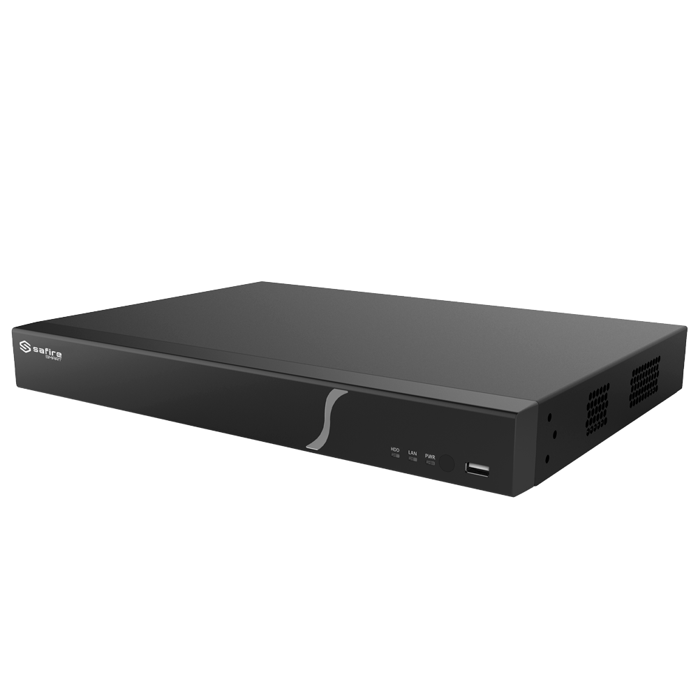Safire Smart og ONVIF IP kameradekoder - Op til 255CH - Maks opløsning 16 Mp - Båndbredde 256 Mbps - 4 HDMI udgange op til 8K - ONVIF kompatibel