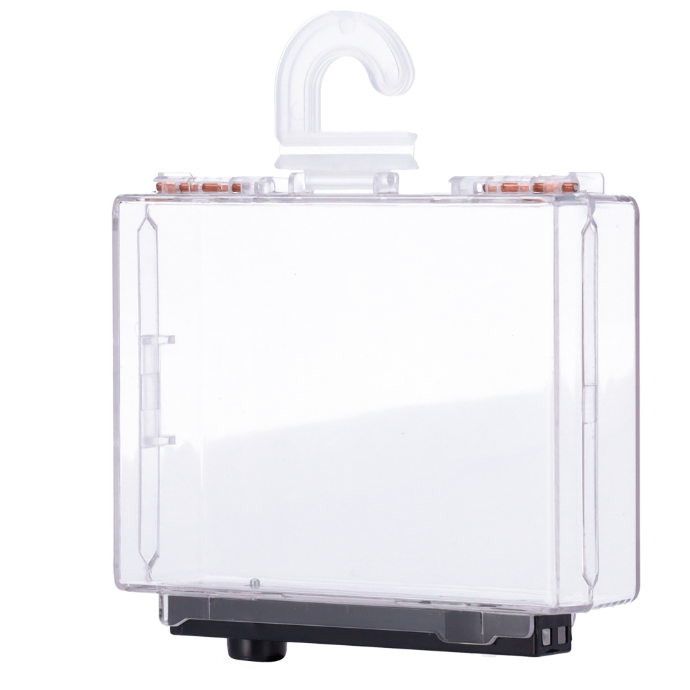 Elektronisk tyverisikring EAS - AM 58 kHz | Magnetisk udløser - Transparent polycarbonat kabinet - Indv. mål: 110 (B) x 125 (H) x 36 (D) mm - Ydre mål: 117 (B) x 85 (H) x 33 (D) mm - Kompatibel med AM antenner