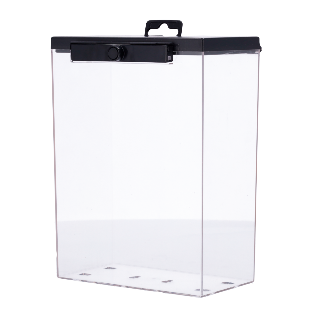 Elektronisk tyverisikring EAS - AM 58 kHz | Magnetisk udløser - Transparent polycarbonat kabinet - Indv. mål: 205 (B) x 155 (H) x 85 (D) mm - Ydre mål: 210 (B) x 160 (H) x 95 (D) mm - Kompatibel med AM antenner