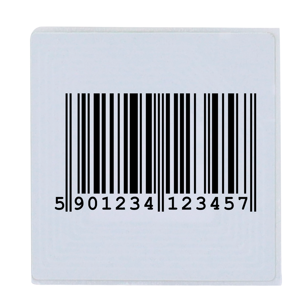 Elektronisk tyveribeskyttelse EAS - RF 8.2 MHz - Blød label med klistermærke og stregkode - Dimensioner: 40 (B) x 40 (H) mm - Kompatibel med RF antenner - Æske med 1.000 stk.