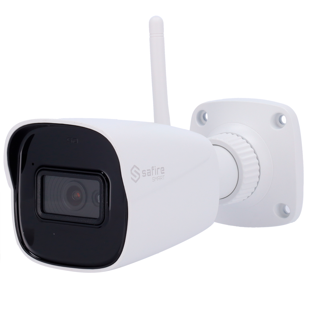 Safire Smart - Bullet kamera WiFi E1 Artificial Intelligence - Opløsning 4 Megapixel (2566x1440) - Objektiv 2.8 mm | Audio IN | IR 30m - AI: Klassifikation af mennesker og køretøjer - IP67 klassificering | PoE (IEEE802.3af)
