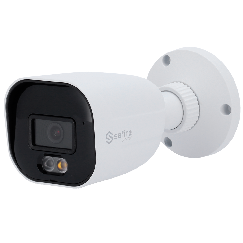 Safire Smart - IP Bullet kamera serie B1 med dobbelt lys - Opløsning 6 Megapixel (3200×1800) - Objektiv 2.8 mm | Indbygget mikrofon - Dobbelt IR-lys + hvidt LED op til 20m - IP67 klassificering | PoE (IEEE802.3af)
