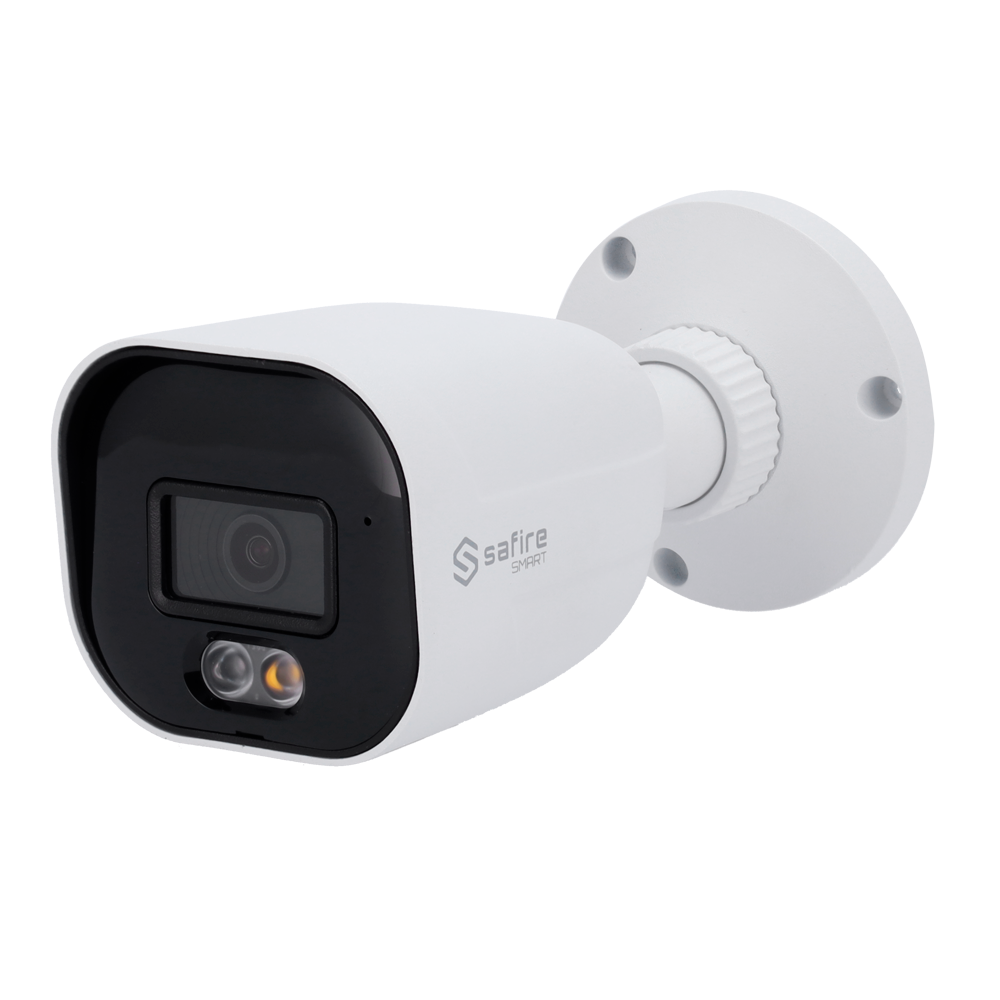 Safire Smart - Bullet IP kamera serie E1 Artificial Intelligence - Opløsning 6 Megapixel (3200×1800) - Objektiv 2.8 mm | Audio IN | IR og hvidt lys 30m - AI: Klassifikation af mennesker og køretøjer - IP67 klassificering | PoE (IEEE802.3af)