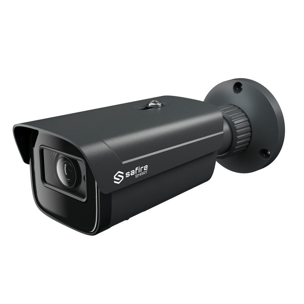 Safire Smart - Bullet IP kamera serie E1 Kunstig Intelligens - Opløsning 4 Megapixel (2566x1440) - Objektiv 2.8 mm | MIC & Audio IN | IR 50m - AI: Klassifikation af personer og køretøjer - IP67 klassificering | PoE (IEEE802.3af)