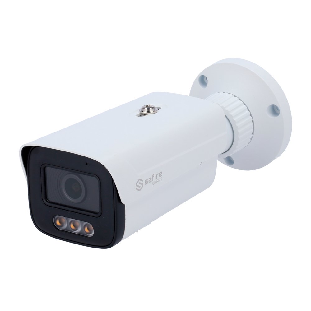 Safire Smart Bullet IP kamera serie I1 med AI-ISP - Sensor 1/1.8" bred blænde F1.0 Night Color X - Opløsning 8 Megapixel (3840x2160) | MicroSD 1TB - Objektiv 2.8 mm | Indbygget mikrofon | LED 30m - AI: Personer og køretøjsklassifikation | Metadata - IP67 klassificering | PoE (IEEE802.3af)