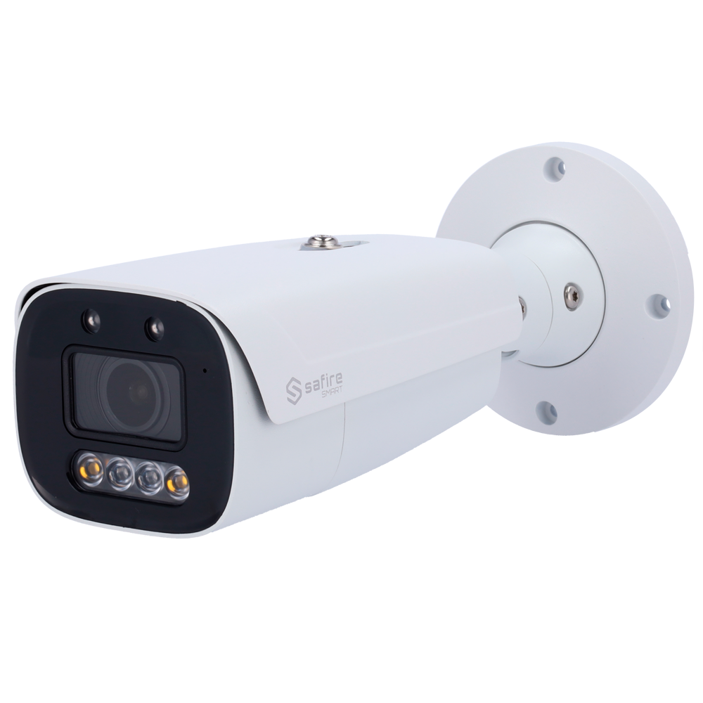 Safire Smart - Bullet IP kamera serie I1 med Active Deterrence - Opløsning 4 Megapixel (2566x1440) - Linse 2.8-12 mm | MIC & Højttaler | Duallight 40m - AI: Klassificering af mennesker og køretøjer - IP67 | PoE (IEEE802.3af)