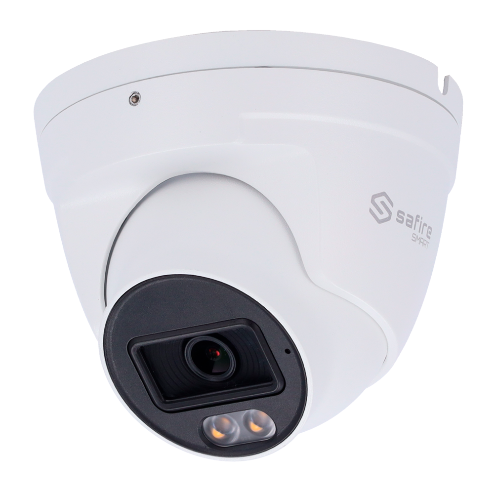 Safire Smart - Turret IP kamera serie E1 Artificial Intelligence - Opløsning 8 Megapixel (3840x2160) - Objektiv 2.8 mm | Audio IN | IR & White Light 30m - AI: Klassificering af mennesker og køretøjer - IP67 Vandtæt | PoE (IEEE802.3af) | P2P