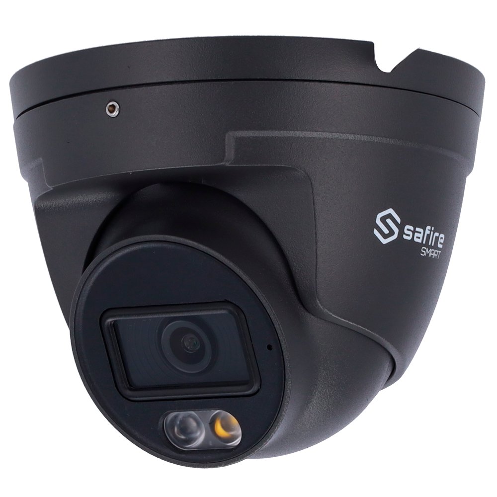 Safire Smart Smart Turret IP kamera serie E1 AI - Grå - Opløsning 4 Megapixel (2566x1440) - Linse 2,8 mm | Integreret mikrofon | DL 30m - AI: Klassifikation af mennesker og køretøjer - IP67 vandtæt | PoE (IEEE802.3af) | P2P