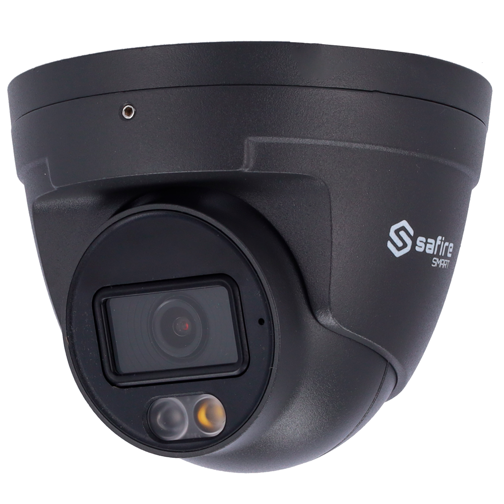 Safire Smart - Turret IP kamera I1 serie Advanced AI og DualLight - Opløsning 4 Megapixel (2688x1520) - Linse 2.8 mm | Audio | IR 30m & WL 30m - Advanced AI:Perimeter, Ansigts, Tælling, Metadata - IP67 Vandtæt | PoE (IEEE802.3af) | P2P