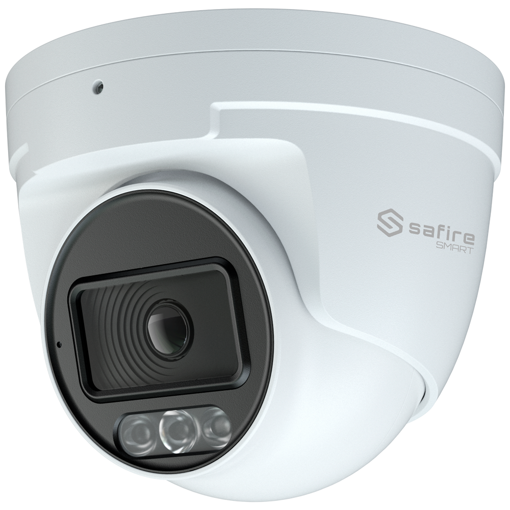 Safire Smart Smart Turret IP kamera I1 serie med AI-ISP - Sensor 1/1.8" bred blænde F1.0 Night Color X - Opløsning 4 Megapixel (2688x1520) | MicroSD 1TB - Linse 2.8 mm | Indbygget mikrofon | LED 30m - AI:Menneske- og køretøjsklassificering| Metadata - IP67 Rating | PoE (IEEE802.3af)