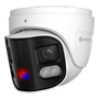 Safire Smart - Turret IP kamera serie I1 panorama afskrækkelses kamera - Opløsning 8 Megapixel (4640x1760) - Objektiv 2x2.8 mm (180º) | Video Metadata - AI: Klassificering af mennesker og køretøjer - IP66 | PoE.af | Højttaler og politiblink