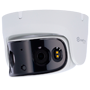 Safire Smart - Turret IP panorama I1 serie IP kamera - Opløsning 8 Megapixel (4320x1680) - Objektiv 2x2.8 mm (180º) | Højttaler afskrækkelse - AI: Klassificering af mennesker og køretøjer - IP67 Rating | PoE (IEEE802.3af)