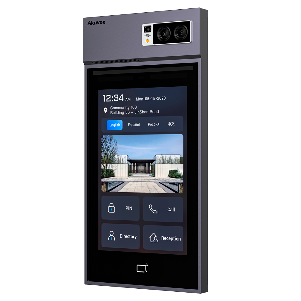 Hærværkssikret IP video dørentré system IK08 - Kamera 5 Mpx/2 Mpx | Lyd og tovejs video - Ansigtsgenkendelse, kort, PIN, NFC, BLE og QR | 3 relæer - Lejligheder: PoE+, SIP standard - IPS 10" touchscreen | Cloud vedligeholdelse - Forbindelse via Cloud | Udgang 12V