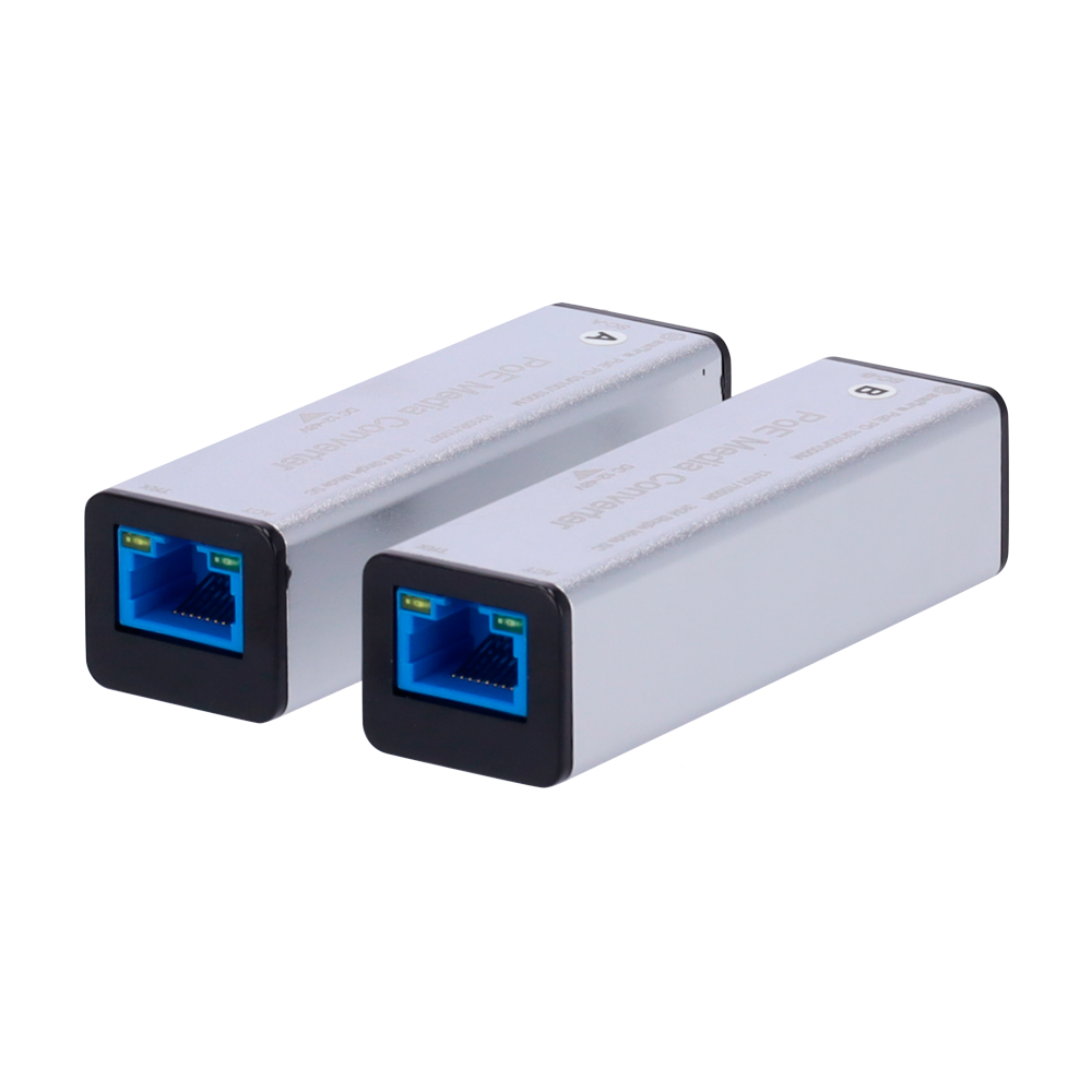 Safire Media Converter Kit (2 enheder) - 1x RJ45 Ethernet Port - 1x SC Simplex Connector - Gigabit Ethernet 10/100/1000Mbps - 3Km Fiber Transmissionsafstand - 12-48Vdc Strømindgang eller PoE 802.3af