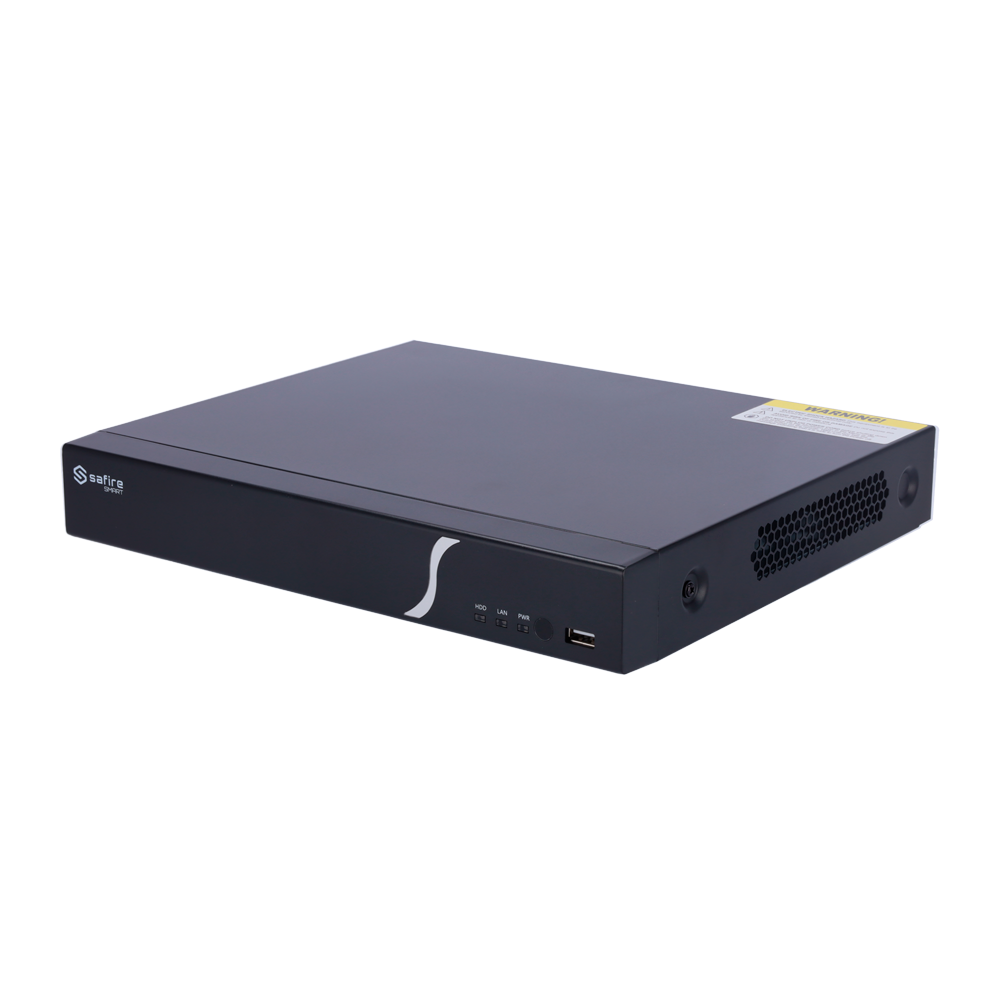 Safire Smart - NVR optager til IP kameraer - B1 serie - 4 CH video PoE 40W / Komprimering H.265 - Op til 8Mpx opløsning / 40Mbps båndbredde - Udgange 4K HDMI & VGA - Understøtter VCA events fra IP kameraer / POS funktion
