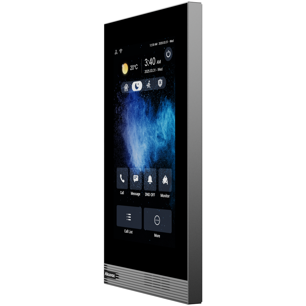 Linux monitor til video intercom - TFT lodret display på 7" - Tovejs lyd Crystal Clear | Nem UI - TCP/IP, PoE, standard SIP - Cloud-baseret vedligeholdelse - Forbindelse af monitor og tavler via Cloud