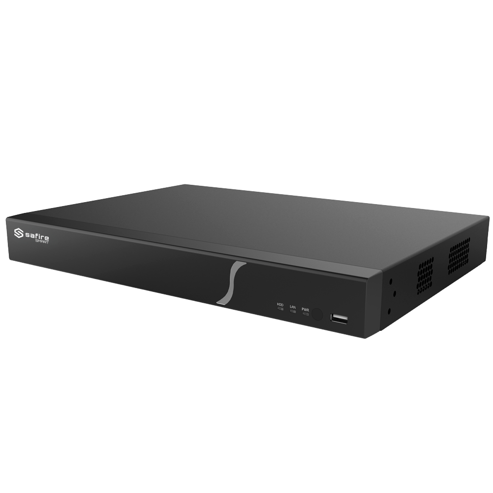Safire Smart - NVR optager til IP kameraer - B2 serie - 16CH PoE porte / Komprimering H.265S / 2HDD - Op til 12Mpx opløsning / 160Mbps båndbredde - HDMI 4K og VGA / Dewarping Fisheye - Ansigtsgenkendelse, Video metadata