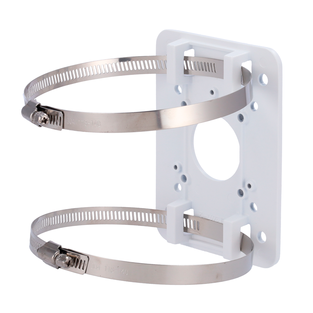 Safire Smart mast/pæl beslag - Til motoriserede dome kameraer - Diameter område 80~140 mm - Fremstillet i ADC12 - Hvid farve - 140 (H) x 104 (B) x 19 (D) mm