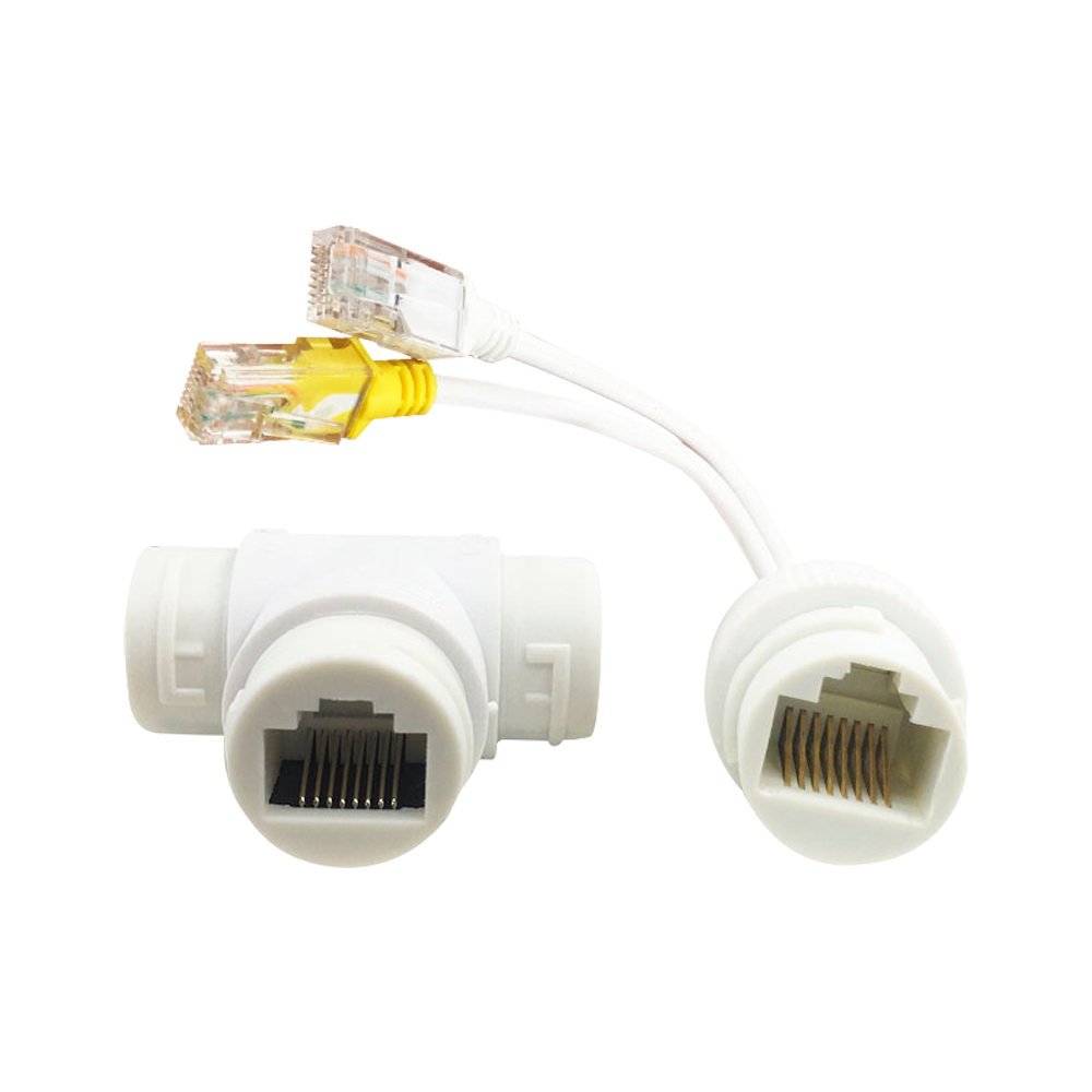 PoE samler og splitter RJ45 - Til IP kameraer - Hvid farve