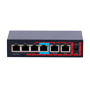 Safire Indendørs Hi-PoE Extender Switch - Udvider PoE strømforsyningsrækkevidde - 4 PoE porte + 2 Up-link porte - IEEE 802.3 af/at/bt - Maksimal output effekt 60 W - 10/100Mbps porte