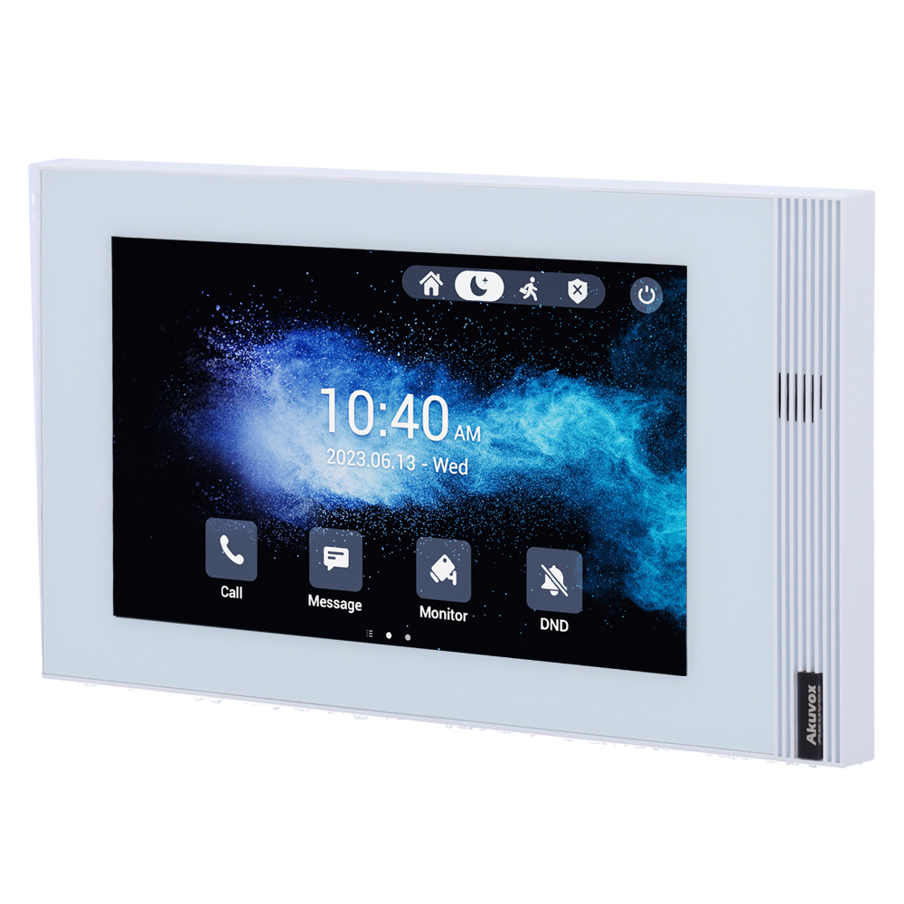 Linux monitor til video intercom - 7" TFT display [%VAR%] | Overflademontering - Tovejs lyd Crystal Clear | Nem UI - TCP/IP, PoE, WiFi, standard SIP - Cloud-baseret vedligeholdelse - Forbindelse af monitor og tavler via Cloud