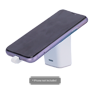 Holder med EAS tyverisikringsalarm - Egnet til mobiltelefoner - Tilslutning med Lightning kabel (iPhone) - Hørbar 100 db og lydalarm - DC strømforsyning 5 V med indbygget batteri - Dimensioner: 50 (B) x 78 (H) x 47 (D) mm