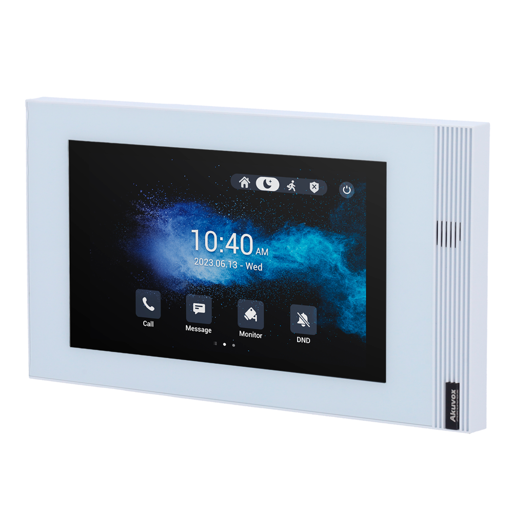 Linux monitor til video porttelefon - 7" TFT skærm - Tovejs lyd Crystal Clear | Nem betjening - TCP/IP, PoE, WiFi, standard SIP - Cloud-baseret vedligeholdelse - Forbindelse af monitor og tavler via Cloud