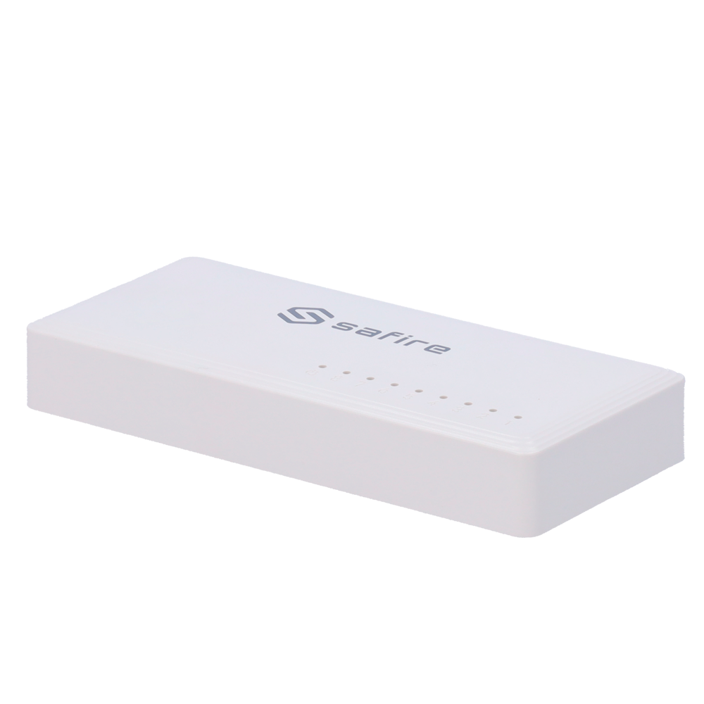 Safire - Desktop Switch - 8 porte Gigabit - Hastighed 10/100/1000Mbps - Plug & Play - Energibesparende teknologi