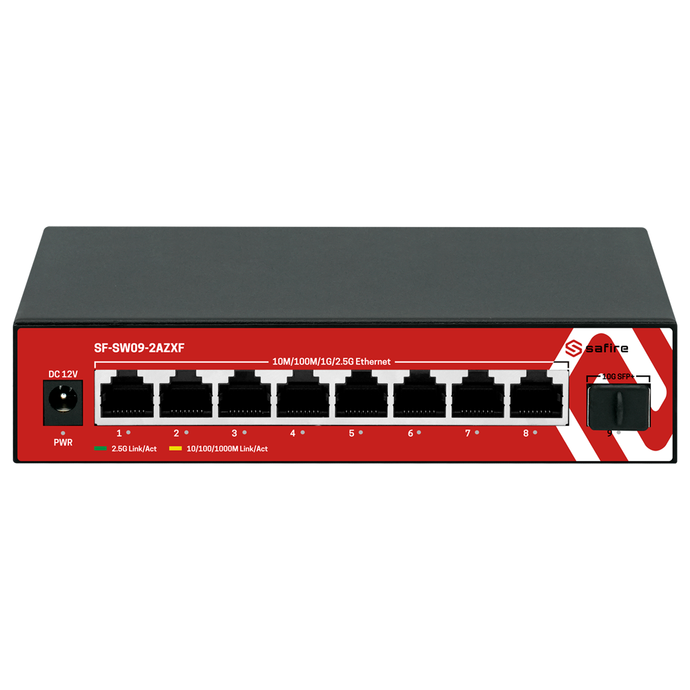 Multigagibit Switch 2,5Gbps - 8 porte + 1 Uplink SFP 10G - Porthastighed 2,5/1Gbps - Packet forwarding rate 44.64 Mbps - Switching kapacitet 60 Gbps - Desktop Switch