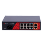 Safire Switch Hi-PoE - 8 PoE port(er) + 2 Up-link port(er) - Hybrid 8x10/100Mbps + 2x10/100/1000Mbps - 6 PoE+ Porte 30W + 2 Hi-PoE Porte 60W - PoE Watchdog - Op til 120W Total PoE Strøm