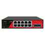 Safire Switch Hi-PoE - 8 PoE porte + 2 SFP + 2 RJ45 - Gigabit porthastighed 10/100/1000Mbps - 6 PoE+ Porte 30W + 2 Hi-PoE Porte 60W - PoE Watchdog - Op til 120W Total PoE Strøm