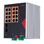 Safire Switch Industrial AC og DC strøm - 16 Gigabit + 2 Gigabit SFP porte - 12 PoE+ porte 30W + 4 Hi-PoE porte 60W - PoE Watchdog - Op til 260W total PoE strøm - DIN skinne installation